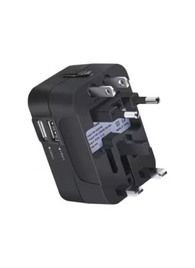 SHOPI - Universal Fast Travel Adapter, Worldwide All In One Universal Power Wall Charger Ac Power Plug Adapter With Dual USB Charging Ports For USA EU UK Cell Phone Laptop - Image 1