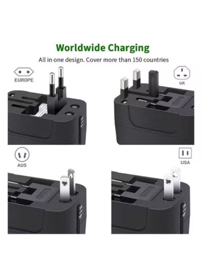 SHOPI - Universal Fast Travel Adapter, Worldwide All In One Universal Power Wall Charger Ac Power Plug Adapter With Dual USB Charging Ports For USA EU UK Cell Phone Laptop - Image 1