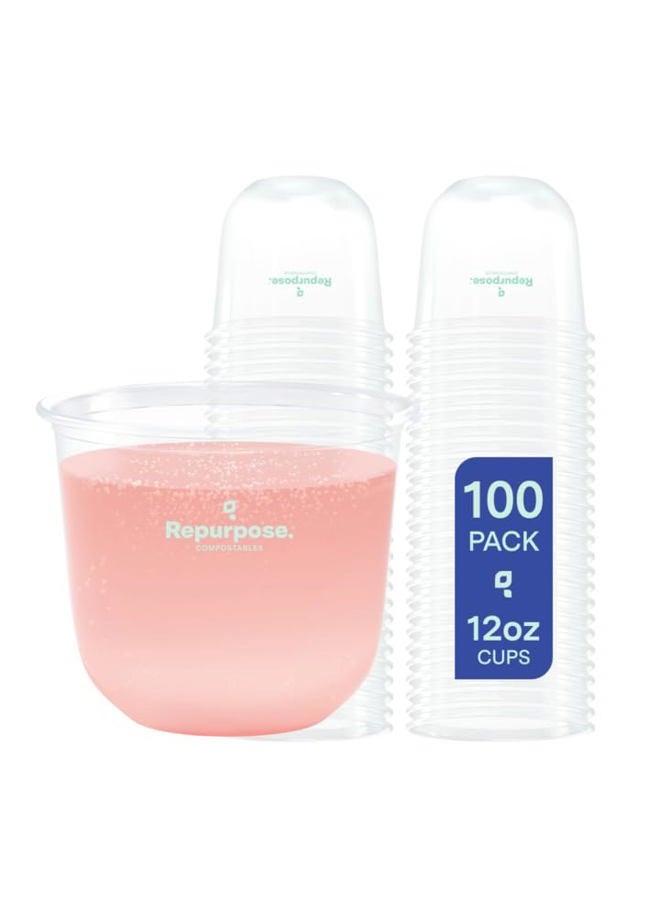 Repurpose Compostables Disposable Stemless Glasses by 100 Cups, 12oz, BPA Free, Made with Plants, FBA Non-Toxic - Image 1