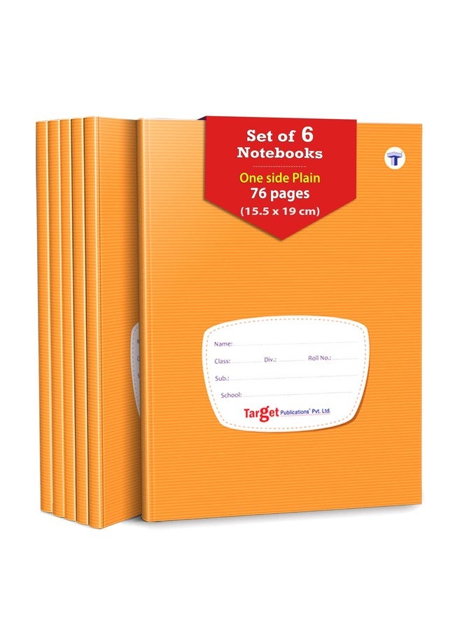 TARGET PUBLICATIONS Hard Brown Cover Small One Side Ruled & One Side Blank/Unruled Notebooks | 72 Pages |155 cm x 19 cm Approx | Pack of 6 Books |GSM 60 - Image 1