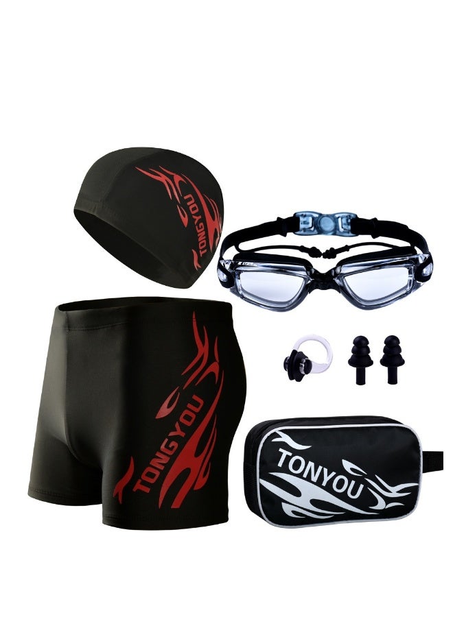 Men's Goggles, Cap, Trunks Set XXL