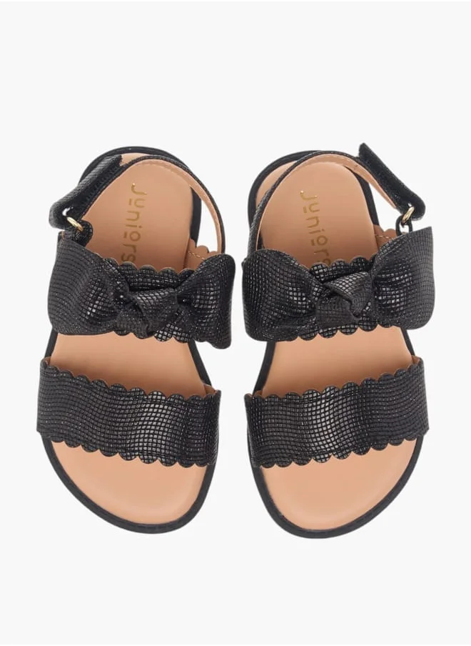 JUNIORS Girls Bow Applique Sandals With Hook And Loop Closure