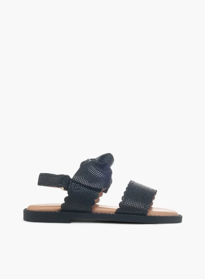 JUNIORS Girls Bow Applique Sandals With Hook And Loop Closure