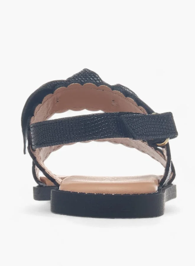 JUNIORS Girls Bow Applique Sandals With Hook And Loop Closure