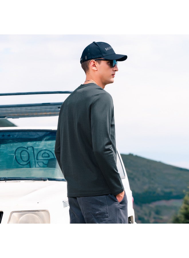 Smooth Silky Cotton】men's Long Sleeve T-shirt 2025 Spring/fall Letter Print Crewneck Base Layer Top - Image 4
