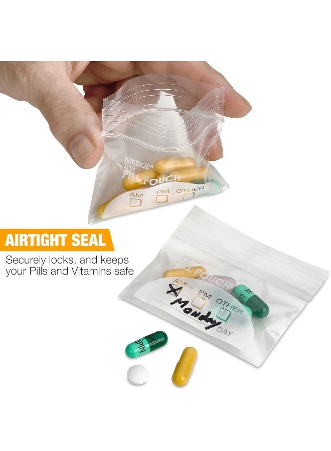 MEDca Pill Pouch Bags (Pack Of 100) 3" X 2.75" Pill Baggies And Disposable Plastic Travel Pill Bags With Write-On Labels - Image 2