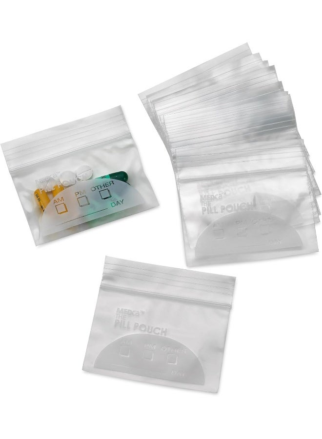 MEDca Pill Pouch Bags (Pack Of 100) 3" X 2.75" Pill Baggies And Disposable Plastic Travel Pill Bags With Write-On Labels - Image 1