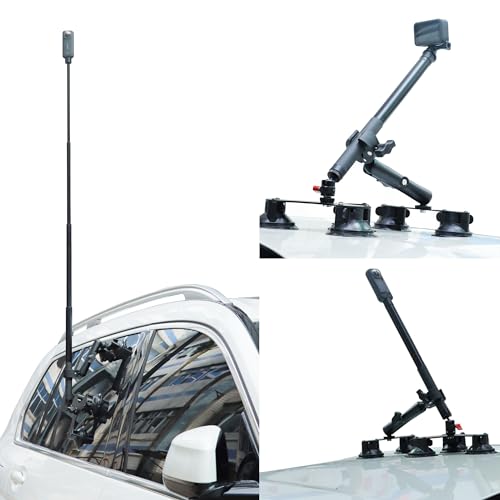 Taisioner Suction Car Mount for Camera Insta360 X5/X4/X3/X2/GO 3/ONE/RS Compatible with Gopro Max 360 Outside Car Mount with 67” Invisible Selfie Stick 5 in 1 Suction Camera kit for Action Camera - Image 1