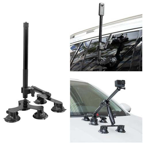 Taisioner Suction Car Mount for Camera Insta360 X5/X4/X3/X2/GO 3/ONE/RS Compatible with Gopro Max 360 Outside Car Mount with 67” Invisible Selfie Stick 5 in 1 Suction Camera kit for Action Camera - Image 3