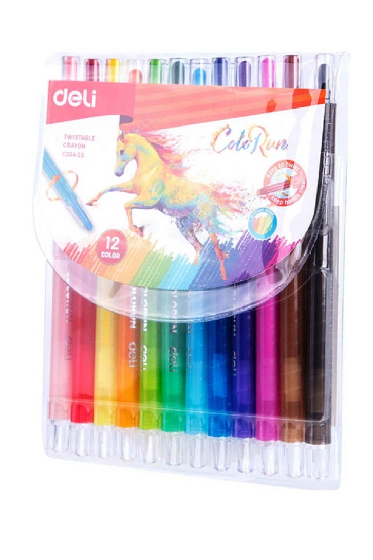Deli 12-piece bright twistable crayons assorted color - Image 1