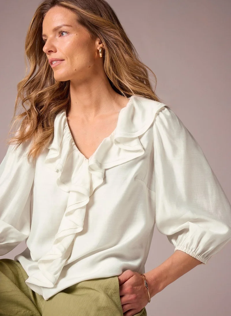 Matalan Et Vous White Frill Boho Blouse