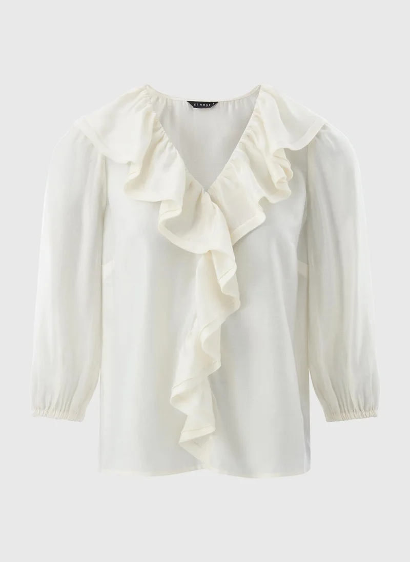 Matalan Et Vous White Frill Boho Blouse