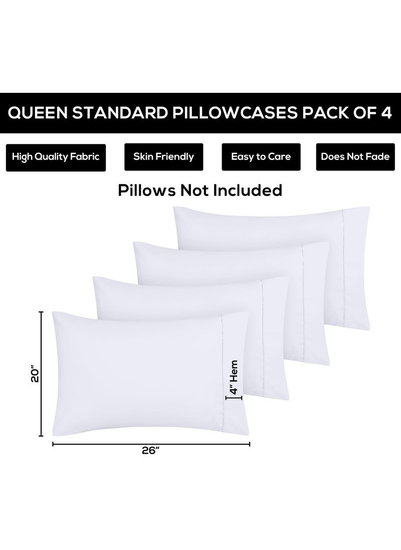 Utopia Bedding Utopia Bedding Standard Pillow Cases - 4 Pack - Envelope Closure - Soft Brushed Microfiber Fabric - Shrinkage and Fade Resistant Pillow Covers Standard Size 20 X 26 Inches (Standard  White)  - Image 3