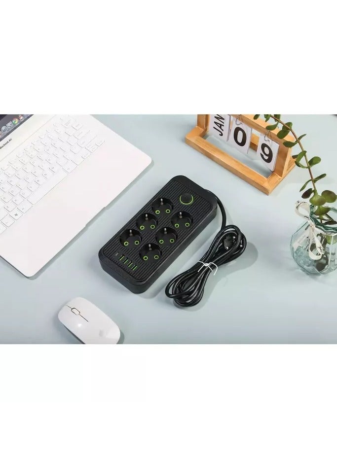 Joint & connector (6 AC+ 4 USB + Type-C) Over Load Protection /2m Power Cord - Image 5