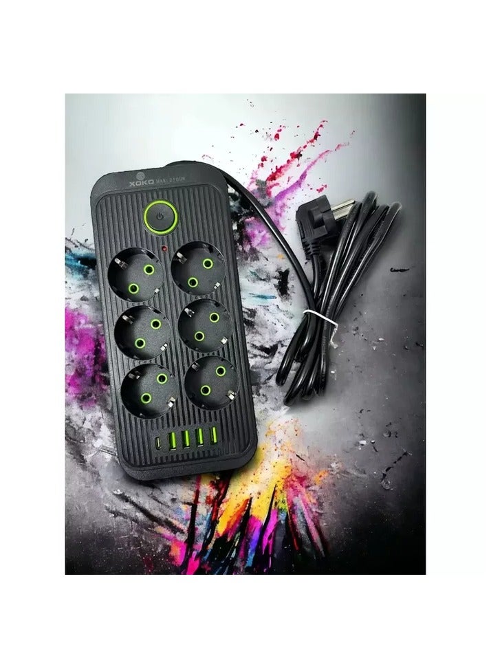 Joint & connector (6 AC+ 4 USB + Type-C) Over Load Protection /2m Power Cord - Image 2