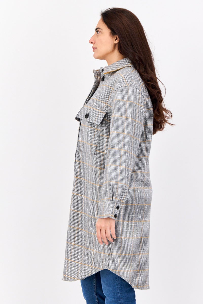 ESPRIT Women Houndstooth Print Trench Coat, Multicolour - Image 2