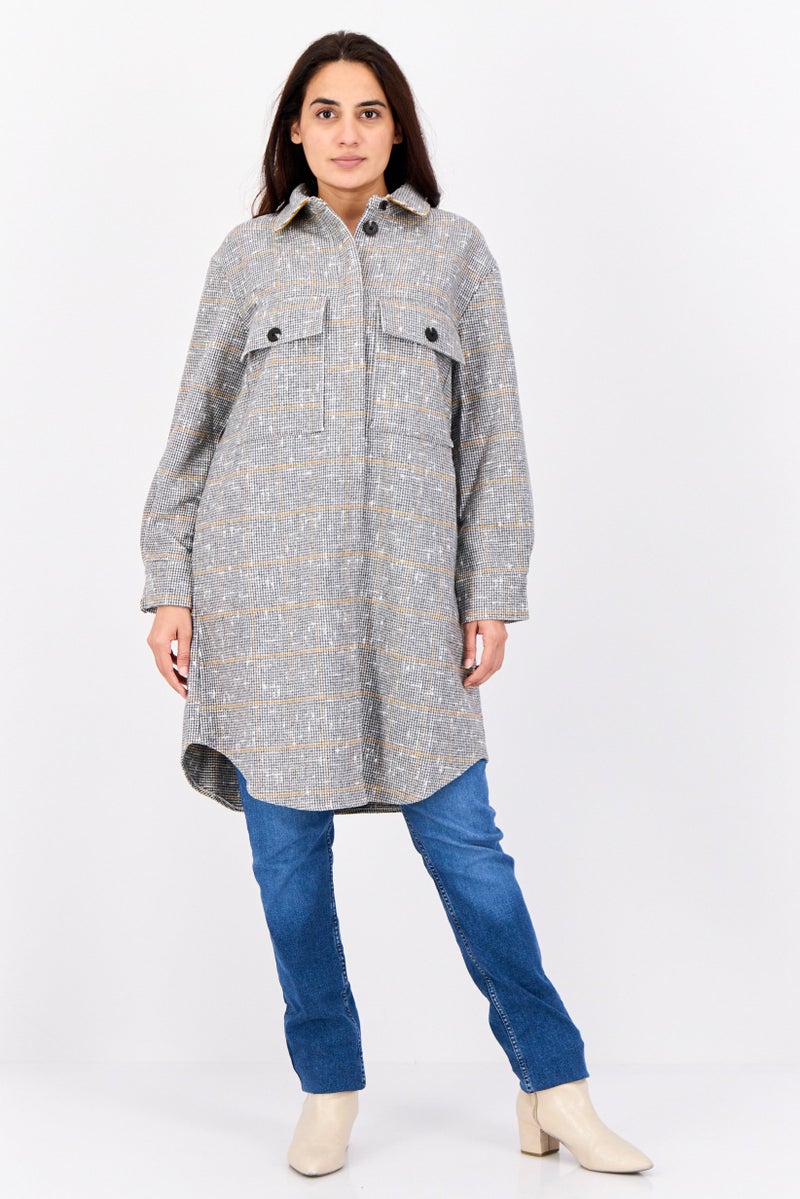 ESPRIT Women Houndstooth Print Trench Coat, Multicolour - Image 4