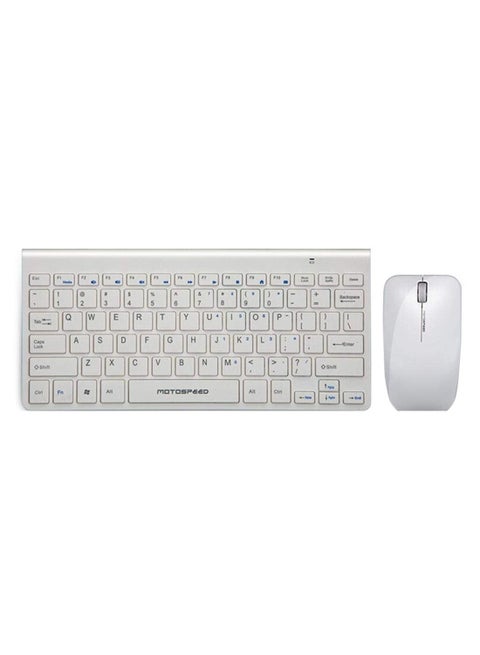 Wireless Mini Keyboard With Mouse Combo White