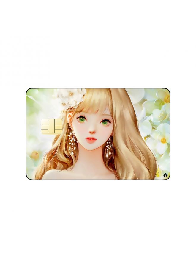 RKN PRINTED BANK CARD STICKER Beautiful Girl Drawing With Flowers - Image 2