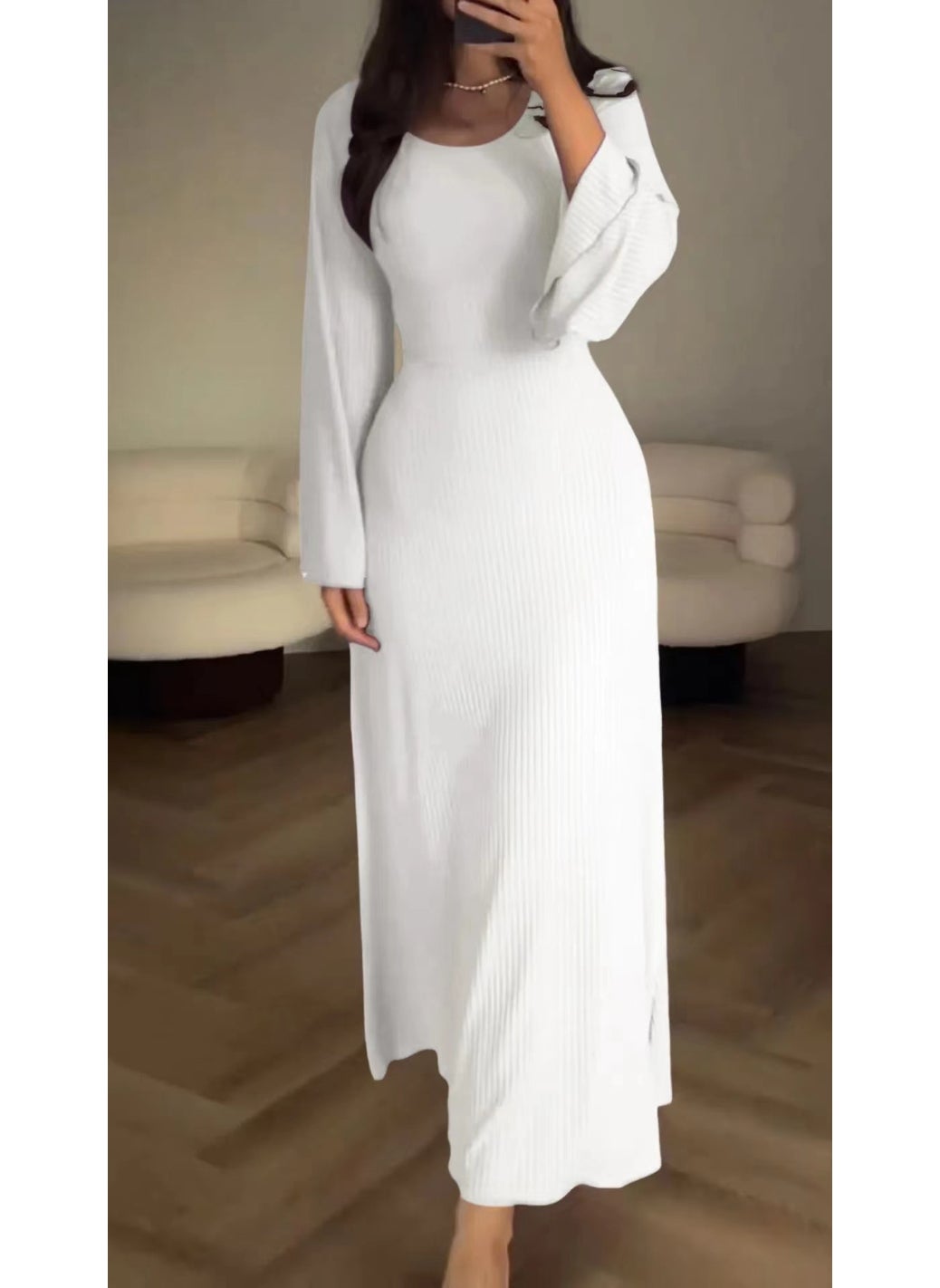 Generic - 2024 Spring Autumn Casual Womens Long-Sleeve Dress White - Image 1