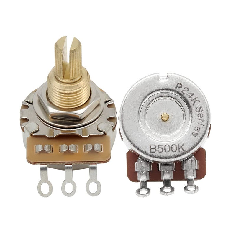 FLEOR 2pcs B500K Linear Pots 19mm Long Split Shaft Guitar Potentiometer, 24-Spline - Image 1