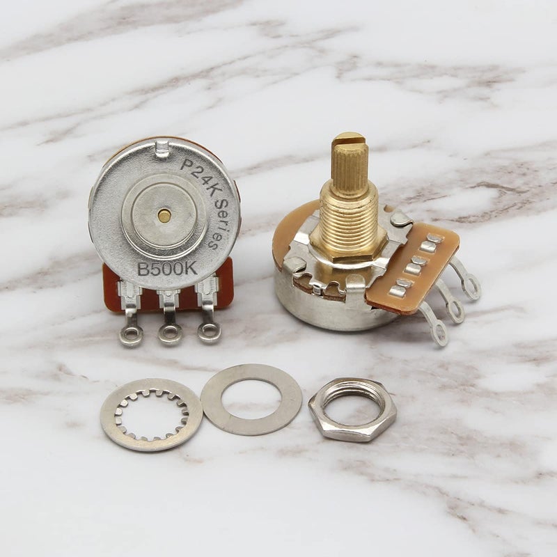 FLEOR 2pcs B500K Linear Pots 19mm Long Split Shaft Guitar Potentiometer, 24-Spline - Image 2