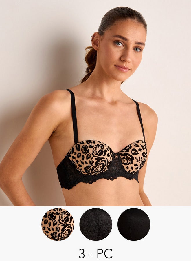 Splash FAV Set of 3 - Assorted Balconette Bra with Lace Detail - Image 1