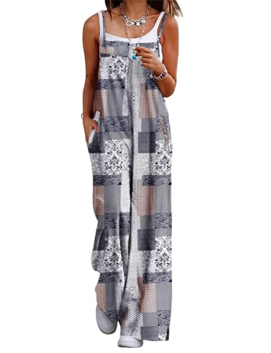 YESNO Women's Summer Casual Jumpsuits Wide Leg Overalls Floral Print Baggy Rompers with Pocket L PZZCR 260 - Image 5