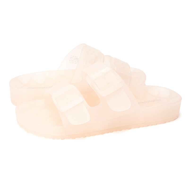 FUNKYMONKEY Women's Slides Sandals Dream Jelly Color Adjustable Double Buckle Adjustable Plastic Flat Sandals (10 M US, Nude/MKLS) - Image 5