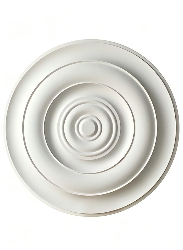 brievo 46cm Minimalist Concentric Circle PU Ceiling Medallion for Chandelier & Fan - Classic White, 3.5cm Thick - Image 1