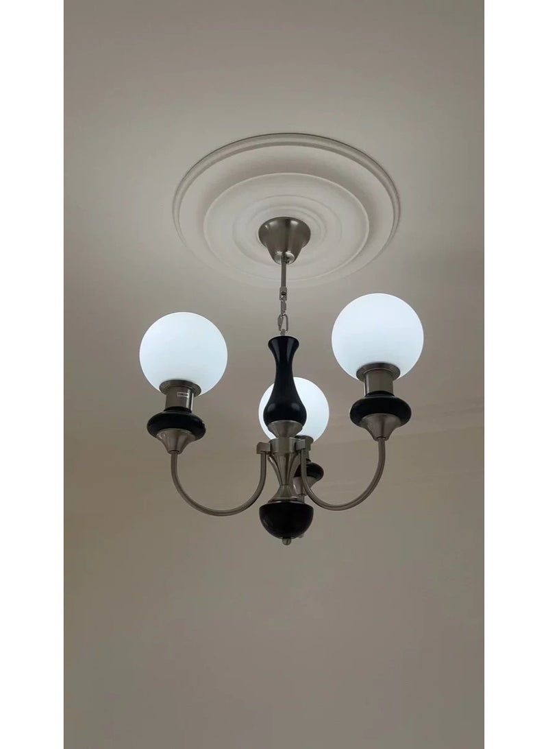 brievo 46cm Minimalist Concentric Circle PU Ceiling Medallion for Chandelier & Fan - Classic White, 3.5cm Thick - Image 5
