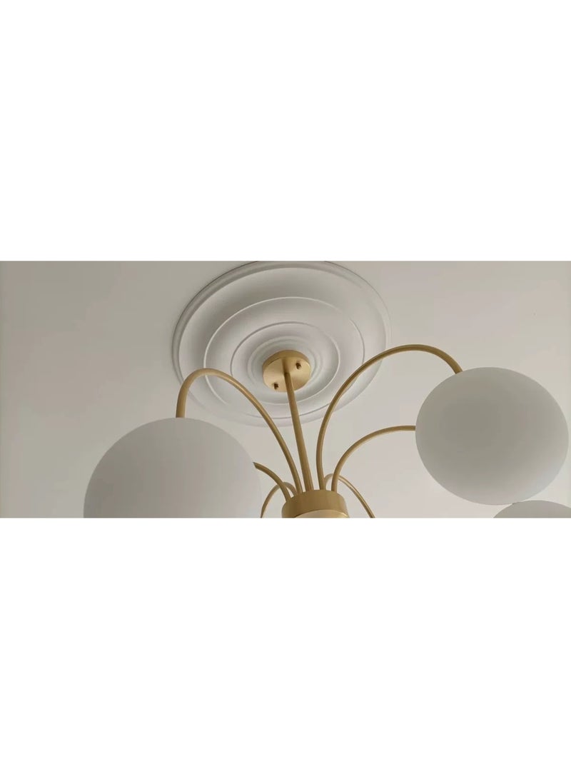 brievo 46cm Minimalist Concentric Circle PU Ceiling Medallion for Chandelier & Fan - Classic White, 3.5cm Thick - Image 4