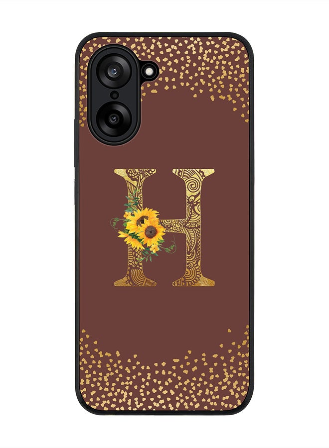 Stylizedd For OnePlus Nord CE5 / Ace 5 Racing Case,Slim fit Camera Protection, Shockproof Thin Phone cover  - Custom Floral Monogram - H  (Brown )