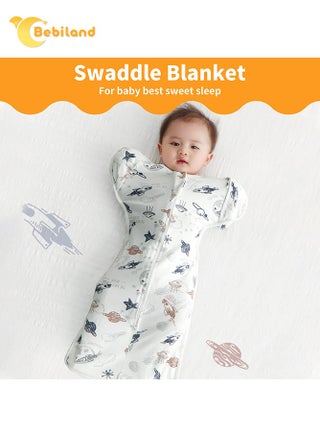 قطعتان من لفافة قماط الاطفال، بطانية لف لحديثي الولادة، من 0 6 اشهر، كيس نوم قطني جيد التهوية مع اجنحة قابلة للتعديل للاولاد والبنات الرضع، ابيض - view 3