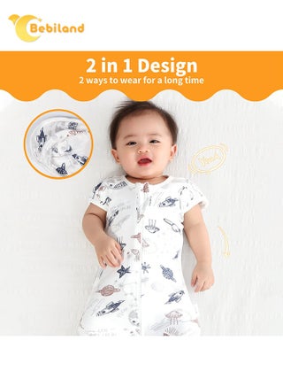 قطعتان من لفافة قماط الاطفال، بطانية لف لحديثي الولادة، من 0 6 اشهر، كيس نوم قطني جيد التهوية مع اجنحة قابلة للتعديل للاولاد والبنات الرضع، ابيض - view 4