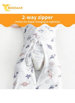 Bebiland 2 Piece Baby Newborn Swaddle Blanket Wrap 0 To 9 Month Breathable Cotton Sleep Sack With Adjustable Wings For Baby Boys White 75 x 30 Cm  - Image 5