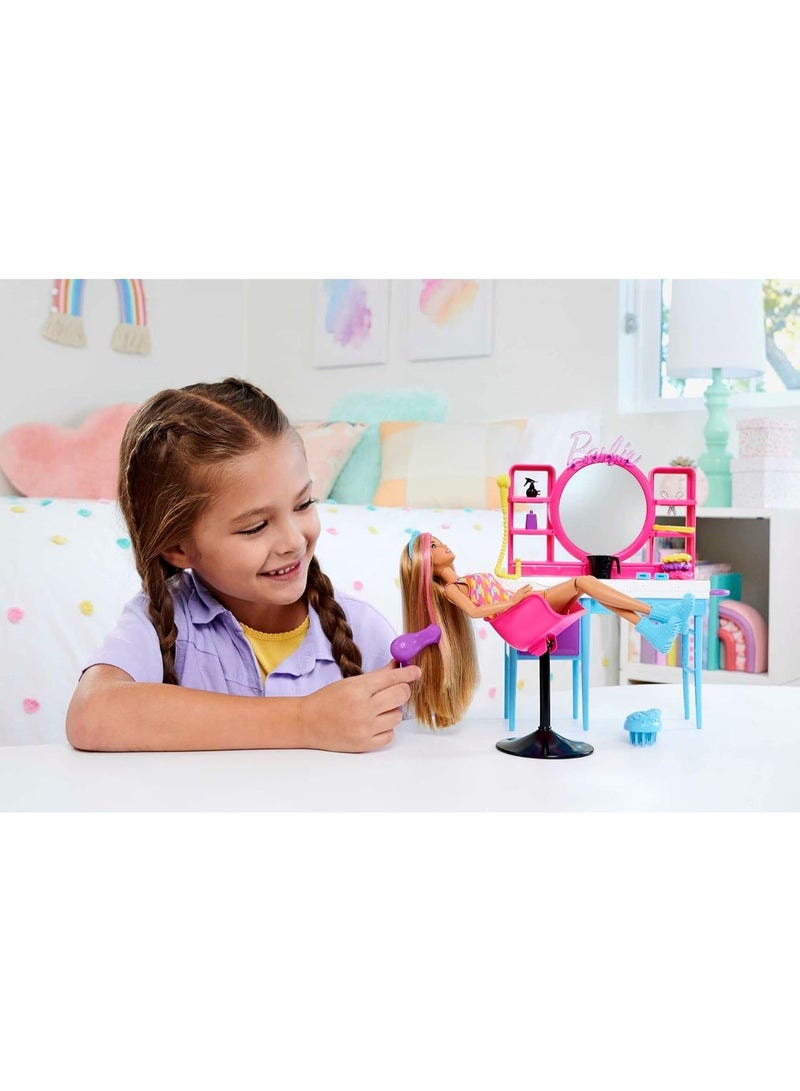 Barbie Doll and Hair Salon Playset, Color-Change Hair - Image 3