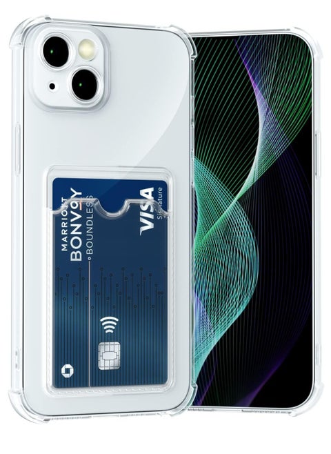 Wallet Phone Case Slim Fit Card Slot Transparent Case Protective Soft Shockproof Case with Card Holder For Iphone 14
