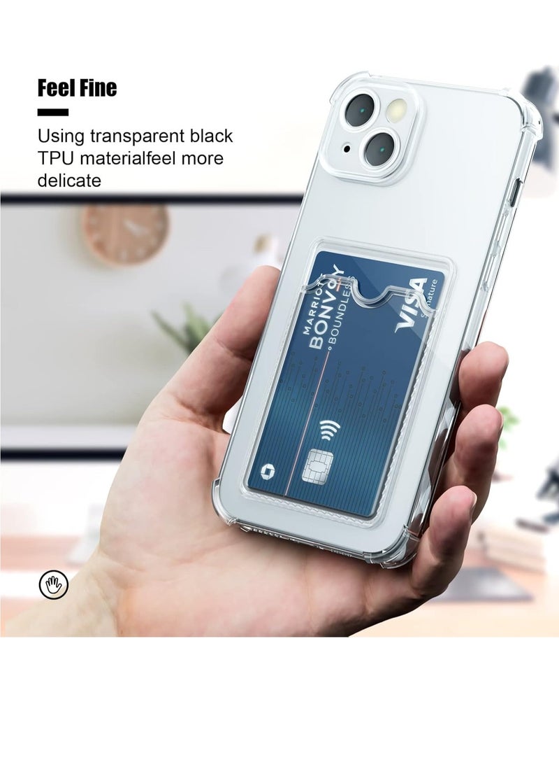 Wallet Phone Case Slim Fit Card Slot Transparent Case Protective Soft Shockproof Case with Card Holder For Iphone 14