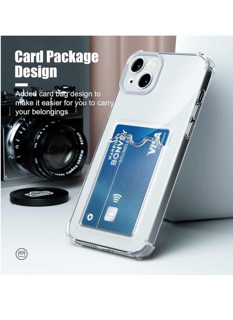 Wallet Phone Case Slim Fit Card Slot Transparent Case Protective Soft Shockproof Case with Card Holder For Iphone 14