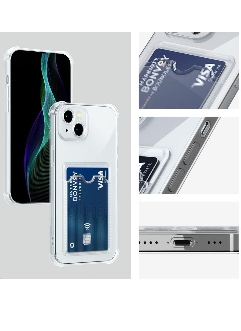 Wallet Phone Case Slim Fit Card Slot Transparent Case Protective Soft Shockproof Case with Card Holder For Iphone 14