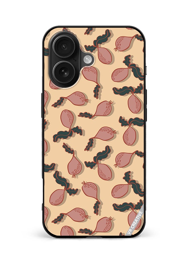 VR CREATIVE Protective Case Cover For Apple iPhone 16 Plus Beetroot Vegetable Vector Seamless Pattern Design Multicolour