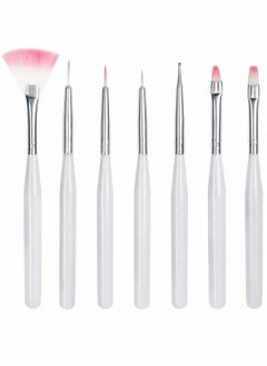 7 PCS Nail Art Brush Pen, UV Gel Builder Brush Acrylic Liner Brushes Nail Design Painting Brush (White)