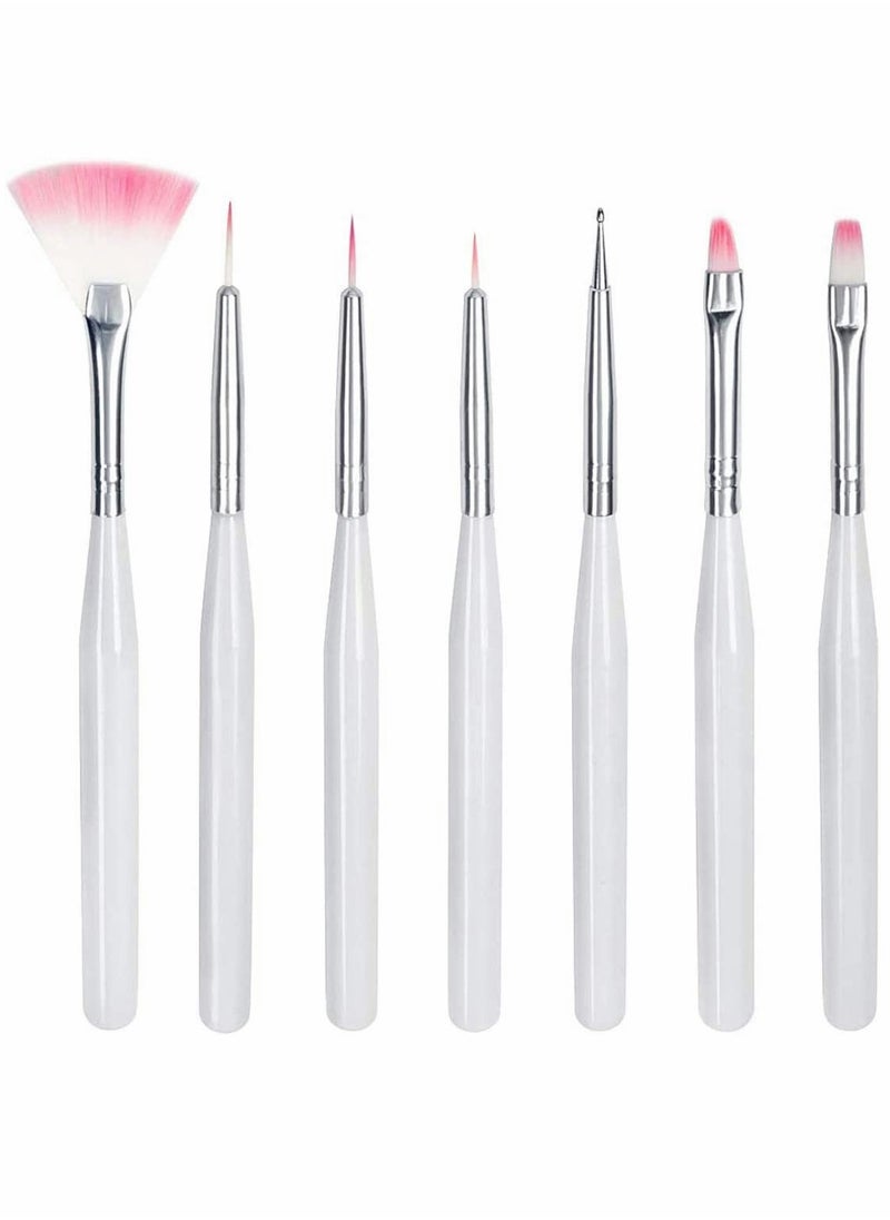 SYOSI - 7 PCS Nail Art Brush Pen, UV Gel Builder Brush Acrylic Liner Brushes Nail Design Painting Brush (White) - Image 1