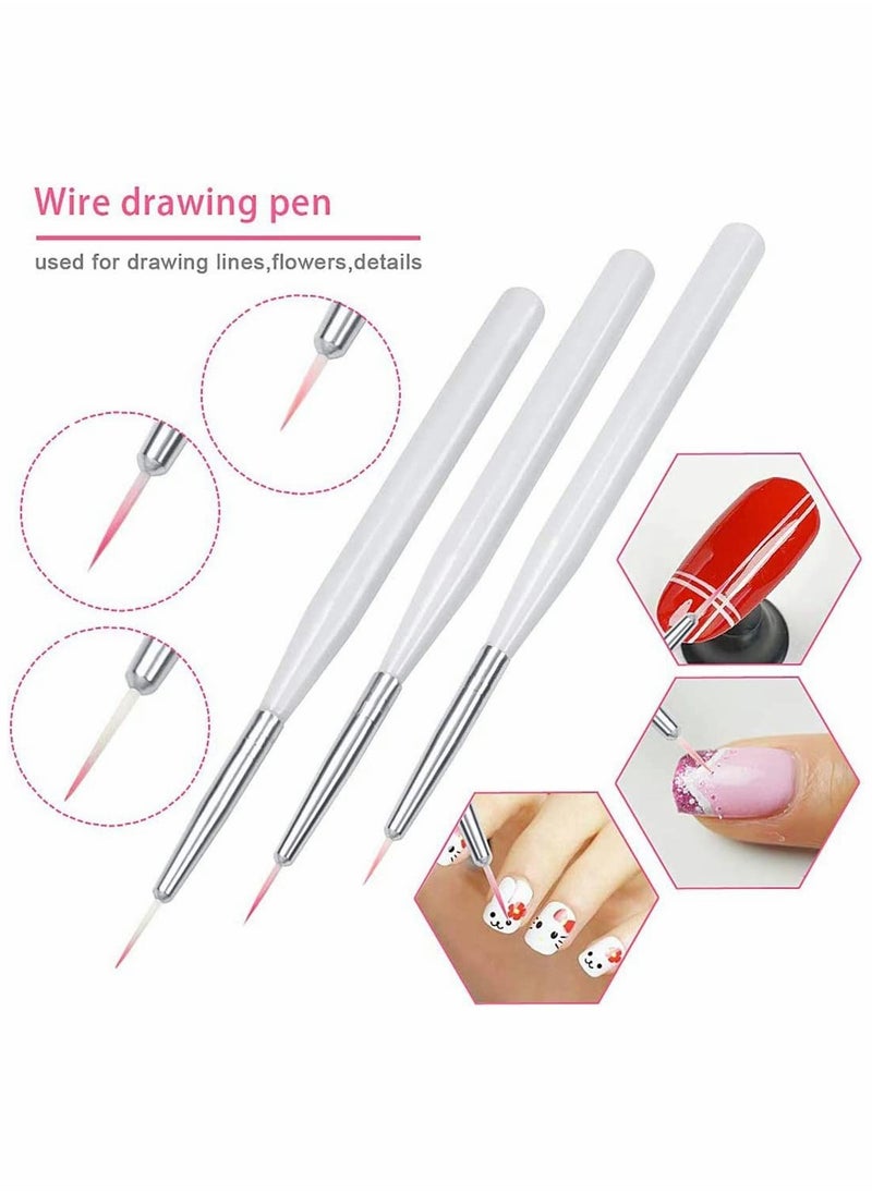 SYOSI - 7 PCS Nail Art Brush Pen, UV Gel Builder Brush Acrylic Liner Brushes Nail Design Painting Brush (White) - Image 1