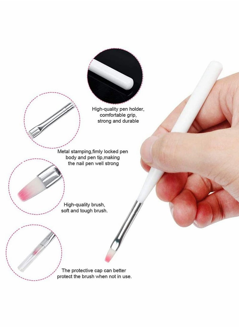 SYOSI - 7 PCS Nail Art Brush Pen, UV Gel Builder Brush Acrylic Liner Brushes Nail Design Painting Brush (White) - Image 1