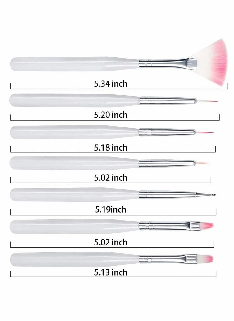 SYOSI - 7 PCS Nail Art Brush Pen, UV Gel Builder Brush Acrylic Liner Brushes Nail Design Painting Brush (White) - Image 1