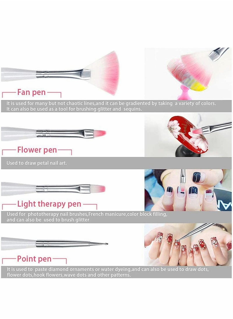 SYOSI - 7 PCS Nail Art Brush Pen, UV Gel Builder Brush Acrylic Liner Brushes Nail Design Painting Brush (White) - Image 1