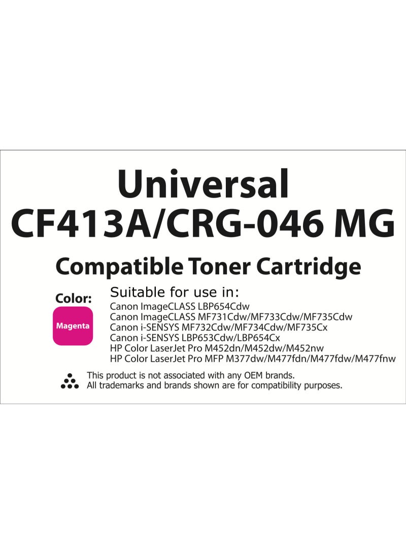 Toner Cartridge Tonerinko Premium Replacement Toner Cartridge Compatible With HP CF410A, 410X, CF410X, HP Color LaserJet Pro M477fdw, M477fdn, M452nw, M377dw, M452dn (Magenta Universal CF413A/CRG-046 MG) | CRG-046 MG - Image 3