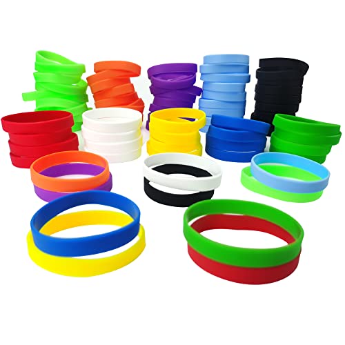 LVNRIDS 100 PCS Rubber Bracelets Colorful Silicone Elastic Wristbands Multicolor Bracelet for Youth Adult - Image 1